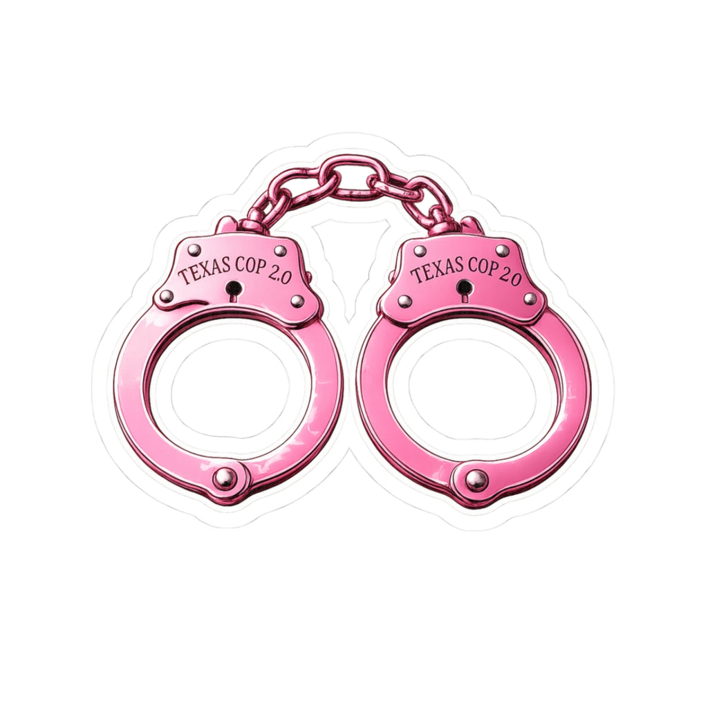 Pink Handcuffs Kiss-Cut Sticker — "TEXAS COP 2.0" Decorative Vinyl Decal