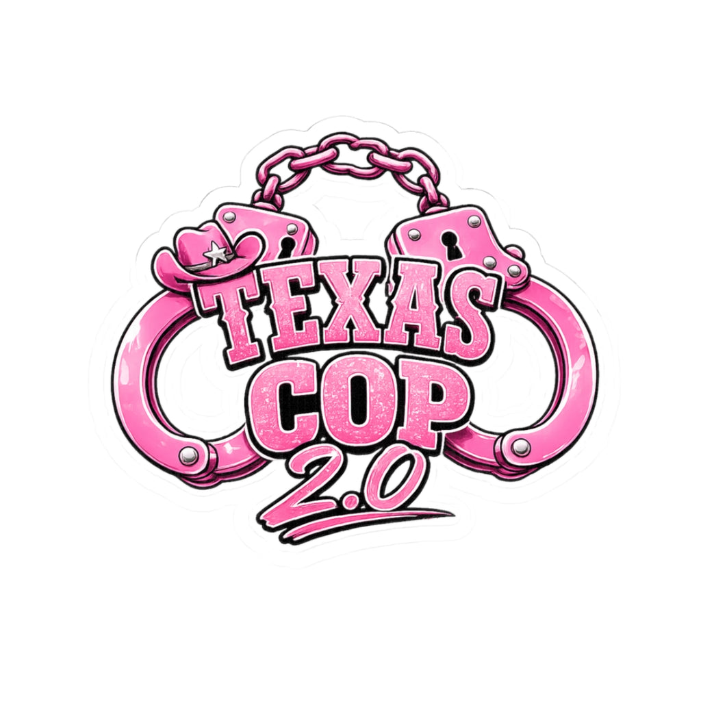 Texas Cop 2.0 Pink Handcuff Sticker — Kiss-Cut Vinyl Decal for Laptops, Water Bottles & Gear