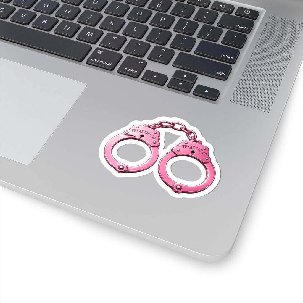 Pink Handcuffs Kiss-Cut Sticker — "TEXAS COP 2.0" Decorative Vinyl Decal