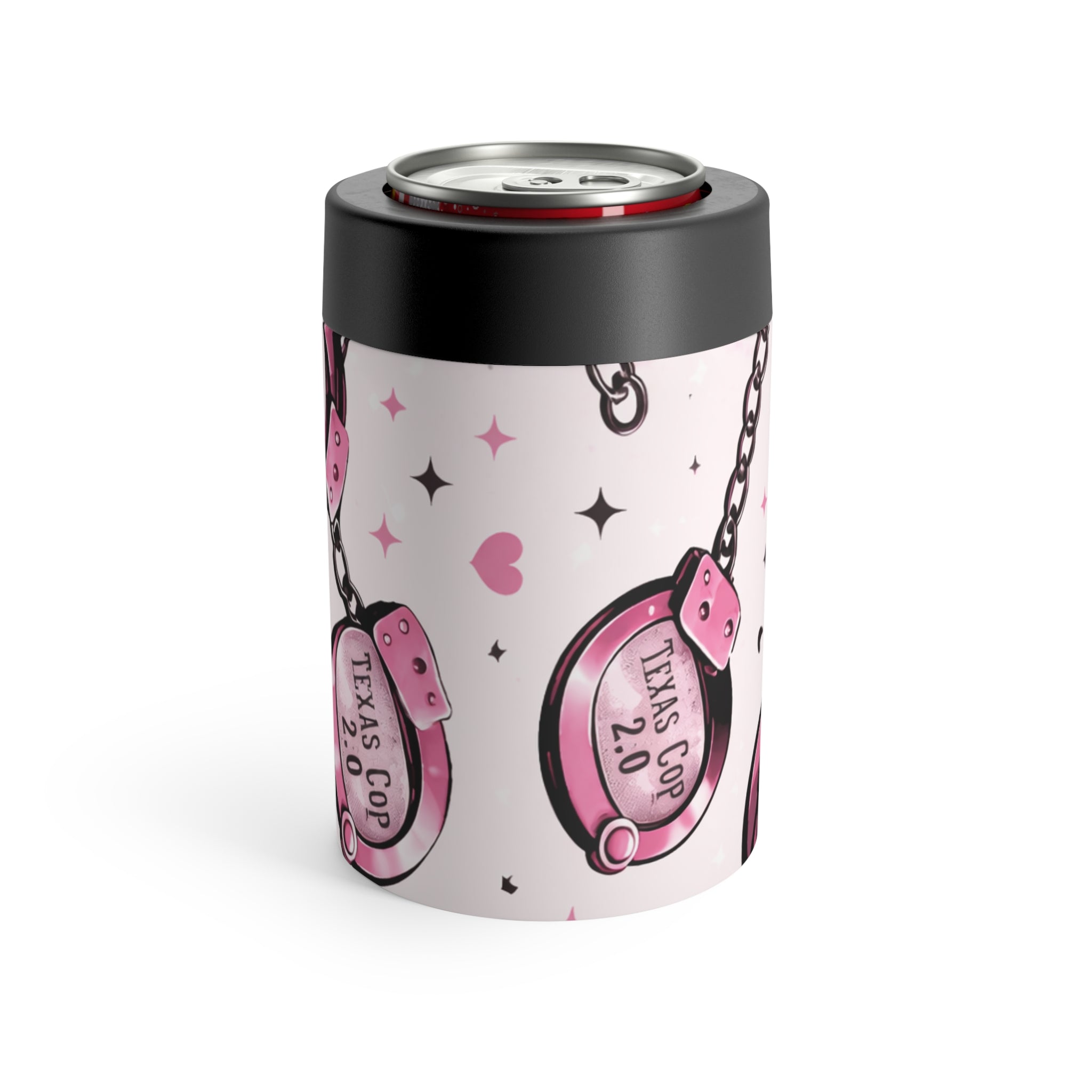 Pink Handcuffs Can Cooler – "Kiss Cop 2.0" Slim Can Holder